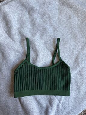 aerie Green Ribbed Sports Bra